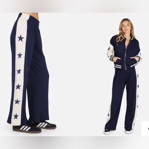 Lauren Moshi Navy With Cream Striped Sides Sweats